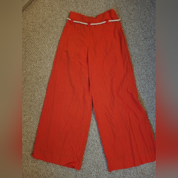 Free People Dimes Tie Trousers. High-rise Red Pants - Picture 9 of 10